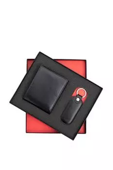 Роскошный дорожный подарочный набор «Gift»: кошелек и брелок PRIMEHIDE, черный