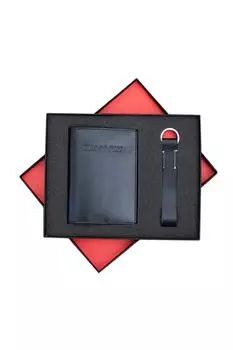 Роскошный дорожный подарочный набор «Подарочный»: паспорт и брелок PRIMEHIDE, черный