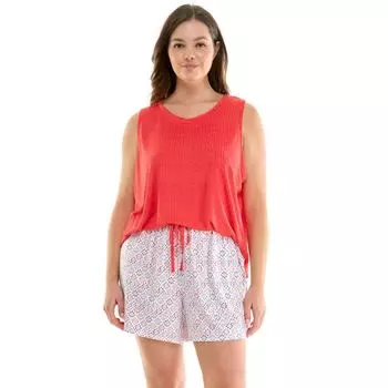 Роскошный комплект из пижамной майки и пижамных шорт больших размеров Croft & Barrow, цвет lava conca star