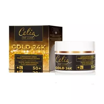 Роскошный крем для лица De Luxe Gold 24k против морщин, лифтинг и увлажнение 50 Celia