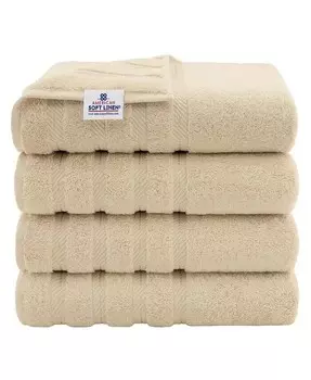 Роскошный набор из 4 банных полотенец Edison из 100% турецкого хлопка American Soft Linen, бежевый