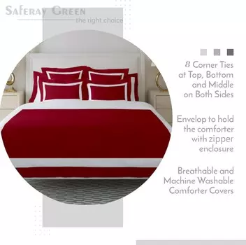Роскошный отель из 3 предметов. Двухцветный комплект пододеяльников Saferay Green, White & Burgundy