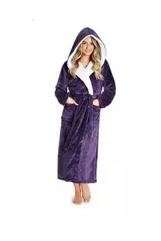Роскошный супермягкий халат с капюшоном CityComfort, фиолетовый