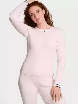 Роскошный свитер круглый вырез косой вязки Victoria'S Secret, розовый