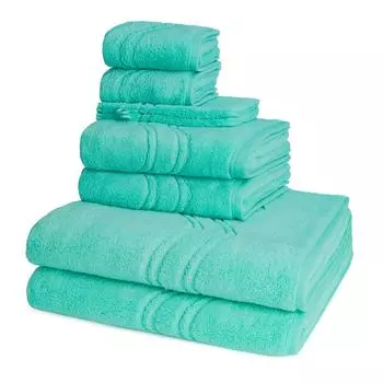 Ross Cashmere на ощупь: 2 полотенца для мытья, 2 полотенца для душа, 2 полотенца в наборе. Впитывающая и очень мягкая ручка, легкая в уходе и приятная для кожи, тонкая волнистая кайма., бирюзовый