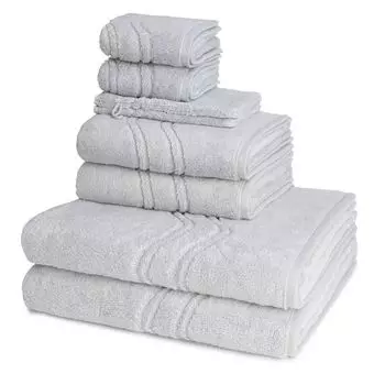 Ross Cashmere на ощупь: 2 полотенца для мытья, 2 полотенца для душа, 2 полотенца в наборе. Впитывающая и очень мягкая ручка, легкая в уходе и приятная для кожи, тонкая волнистая кайма., серебро