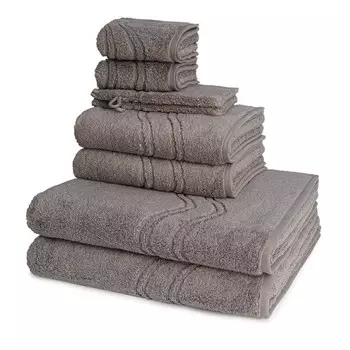 Ross Cashmere на ощупь: 2 полотенца для мытья, 2 полотенца для душа, 2 полотенца в наборе. Впитывающая и очень мягкая ручка, легкая в уходе и приятная для кожи, тонкая волнистая кайма., черный