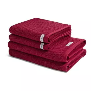 Ross Selection - Органический хлопок 2 x Полотенце для рук 2 x Банное полотенце - в наборе Изготовлено из органических натуральных волокон, высокая впитывающая способность, устойчивое и экологическое производство., красный