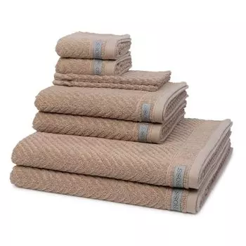 Ross Smart: 2 ванных комнаты, 2 гостевых, 2 душа, 2 набора полотенец. Впитывающий и мягкий на ощупь, с тонким ребристым узором, простой в уходе и приятный для кожи., коричневый