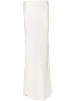 ROTATE BIRGER CHRISTENSEN атласная юбка макси с принтом, нейтральный цвет