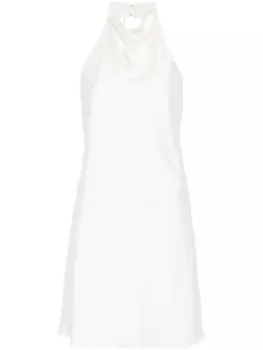 ROTATE BIRGER CHRISTENSEN атласное платье миди с вырезом халтер, нейтральный цвет
