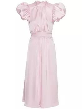 ROTATE BIRGER CHRISTENSEN атласное платье миди с объемными рукавами, розовый