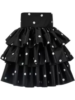 ROTATE BIRGER CHRISTENSEN атласное платье с оборками, черный