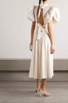 ROTATE BIRGER CHRISTENSEN + NET SUSTAIN платье миди из переработанного атласного твила со сборками и открытой спиной, белый