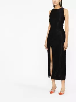 ROTATE BIRGER CHRISTENSEN платье миди с вырезом халтер и кружевом, черный