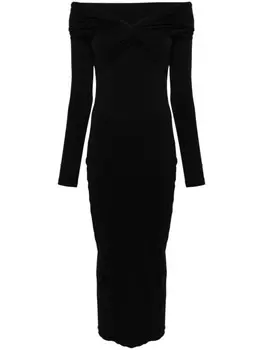 ROTATE BIRGER CHRISTENSEN платье миди с открытыми плечами, черный