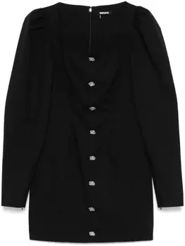 ROTATE BIRGER CHRISTENSEN платье мини с U-образным вырезом и длинными рукавами, черный