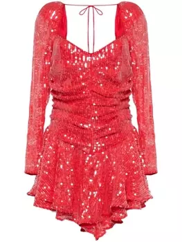 ROTATE BIRGER CHRISTENSEN платье мини со сборками и пайетками, красный