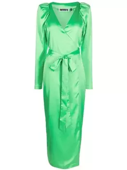 ROTATE BIRGER CHRISTENSEN платье с запахом и длинными рукавами, зеленый