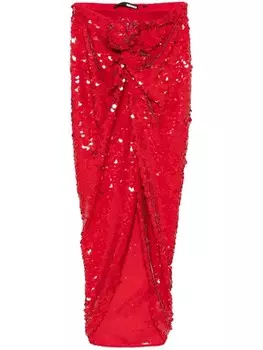 ROTATE BIRGER CHRISTENSEN юбка макси асимметричного кроя с пайетками, красный