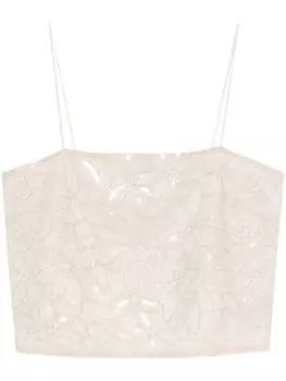 ROTATE BIRGER CHRISTENSEN укороченная блузка с пайетками, нейтральный цвет