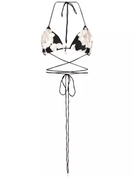 ROTATE бюстгальтер с вырезом халтер и цветочной вышивкой, нейтральный цвет