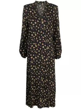 ROTATE платье миди с цветочным принтом, черный