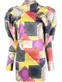 ROTATE платье мини в технике пэчворк, желтый