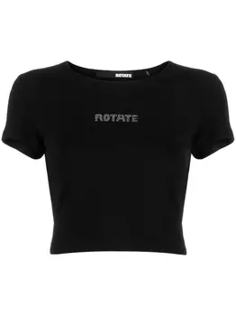 ROTATE укороченная футболка с кристаллами, черный