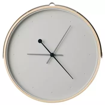 ROTBLTA Настенные часы, низкое напряжение/ясеневый шпон светло-серый, 42 см IKEA