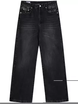 ROUGH. широкие джинсы с эффектом потертости, черный