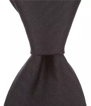 Roundtree & Yorke Big & Tall сплошной узор «елочка» в традиционном стиле 3 3/8 Шелковый галстук, черный