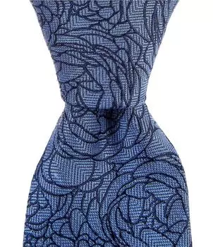 Roundtree & Yorke Outlined Flower 2 3/4Шелковый галстук, синий