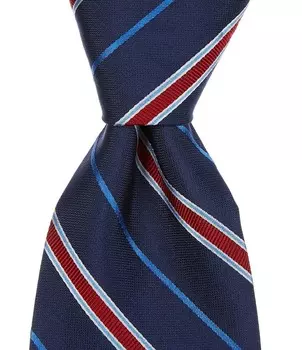 Roundtree & Yorke Striped Trad 3 3/8Шелковый галстук, синий