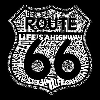 Route 66 — Life is a Highway — мужская футболка с длинным рукавом с надписью Word Art LA Pop Art