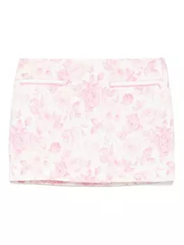 Rowen Rose юбка мини с цветочным принтом, белый