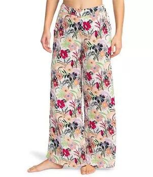 Roxy Midnight New Avenue Широкие брюки с высокой посадкой и цветочным принтом, разделенным подолом, цветочный