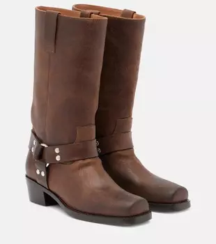 Roxy потертые кожаные байкерские ботинки Paris Texas, Ebano