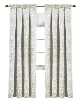 Royal Living, 2 предмета, карман для штанги, дамасский дизайн, 95% затемняющие шторы — длина 63 дюйма — коричневый Kate Aurora, слоновая кость