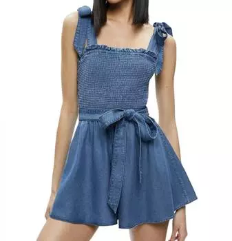 Roz Smocked Chambray Ромпер Indigo alice + olivia