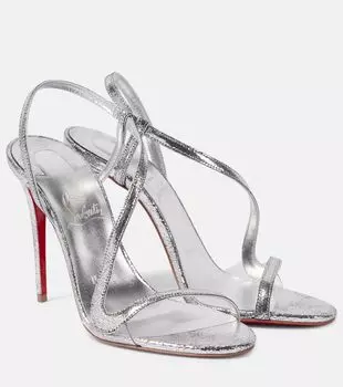 Розали 100 сандалии из зеркальной кожи Christian Louboutin, Silver Lin Silver