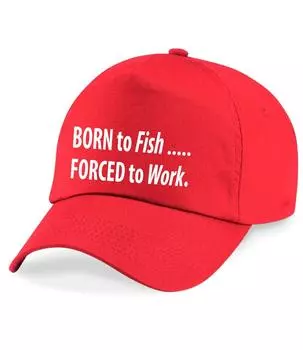 Рожденный рыбой, вынужденный работать Бейсбольная кепка 60 SECOND MAKEOVER, красный