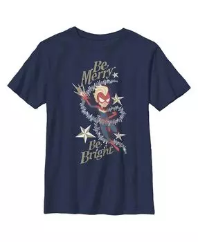 Рождественская детская футболка Captain Marvel Merry & Bright для мальчиков Marvel