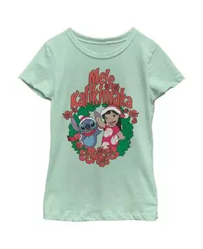 Рождественская детская футболка Lilo & Stitch Mele Kalikimaka для девочек Disney