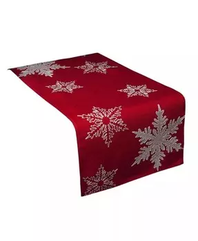 Рождественская дорожка для стола Glisten, вышитая снежинками, 16 x 36 дюймов Xia Home Fashions, красный