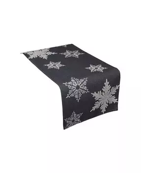 Рождественская дорожка для стола Glisten, вышитая снежинками, 16 x 36 дюймов Xia Home Fashions, серый