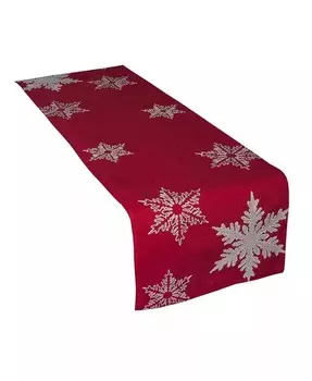 Рождественская дорожка для стола Glisten, вышитая снежинками, 16 x 70 дюймов Xia Home Fashions, красный