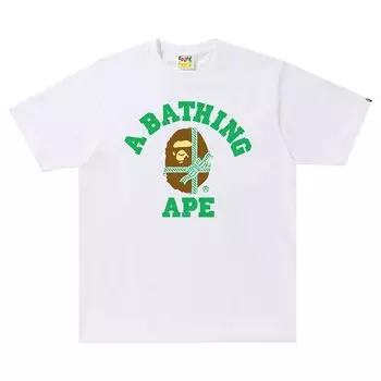 Рождественская футболка BAPE College, цвет Белый/Зеленый