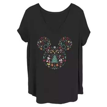 Рождественская футболка Disney's Mickey and Minnie Juniors Plus Licensed Character, черный