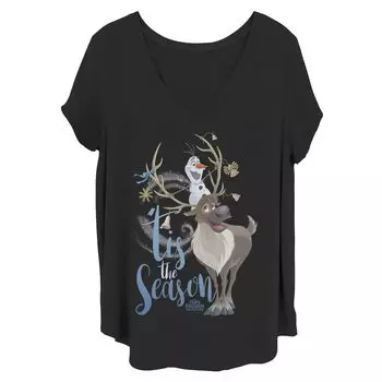 Рождественская футболка Juniors' Plus Disney Frozen Olaf Sven Tis The Season Licensed Character